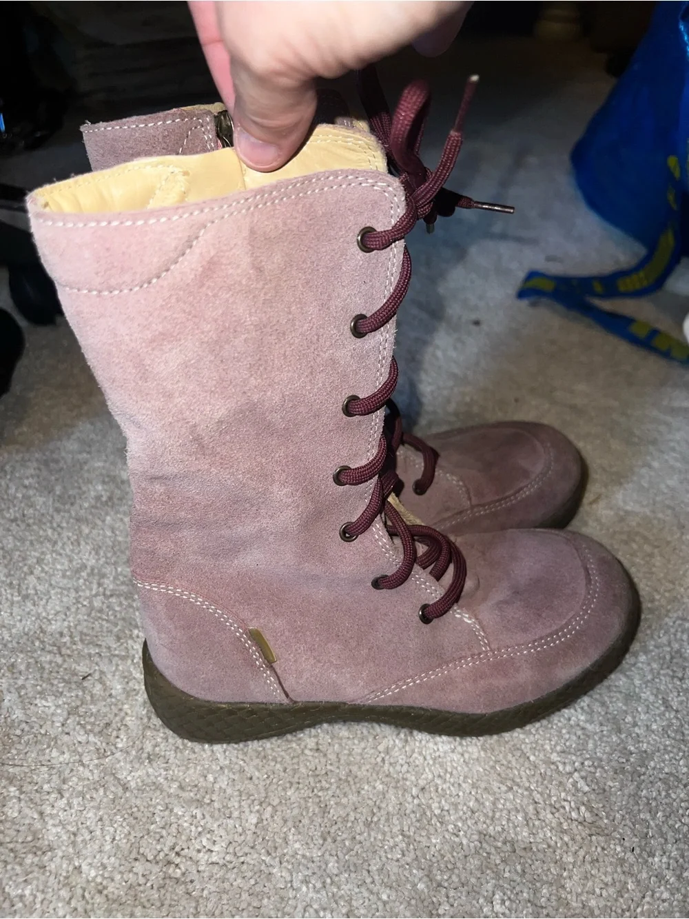 Primigi Dusty Rose Suede Lace-Up Boots